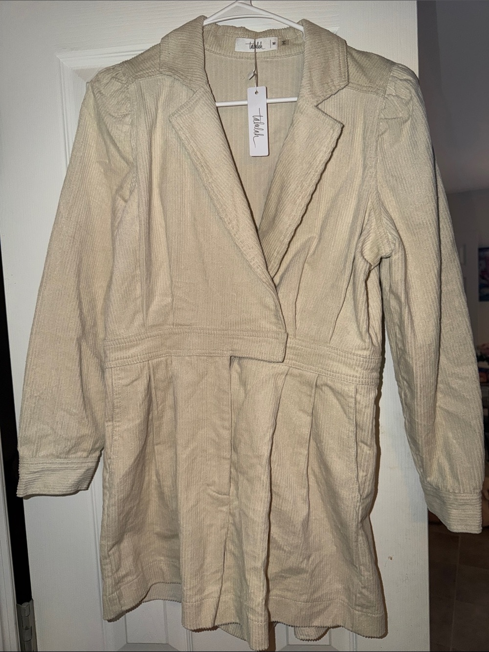 Talula Beige Cream Corduroy Longline Romper